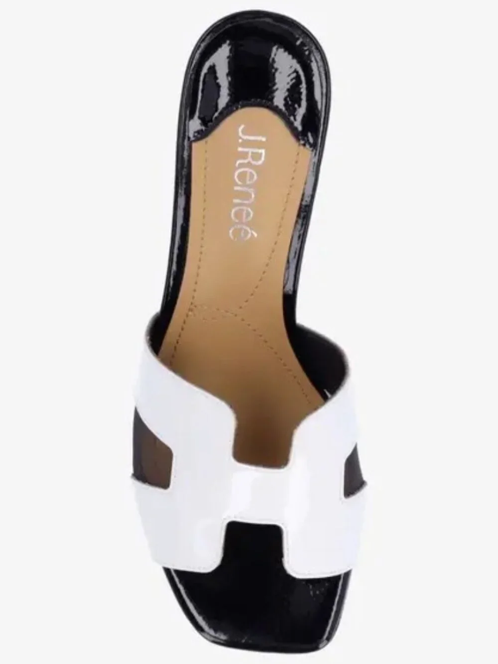 J. RENEÉ ZAHRA WOMEN'S WHITE PATENT/MESH SLIP ON SANDAL